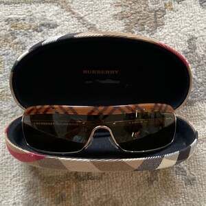 Burberry Nova Check Shield Sunglasses with Hard Case - Made in Italy